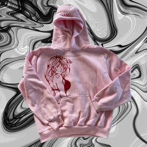 X-RATED HOODIE IN BABY PINK AND RED - Named Collective